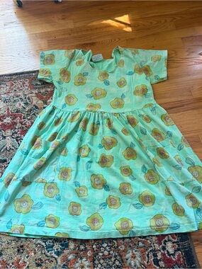 Vintage lime green floral 90a babydoll dress